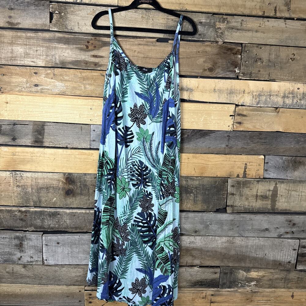 Ellos Spaghetti Strap Floral Dress, Blue, Small 10/12